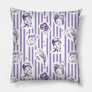 Girls. Beautiful faces. Lines Pillow