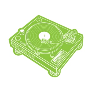 Turntable (White Lines + Yellow Green Drop Shadow) Analog / Music T-Shirt