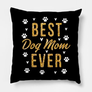 Best Dog Mom Ever  Cute Love Heart Print Dog Mama Pillow