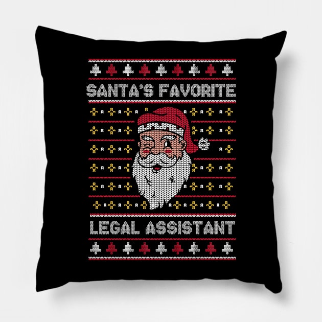 Santa's Favorite Legal Assistant // Funny Ugly Christmas Sweater // Legal Aide Holiday Xmas Pillow by Now Boarding