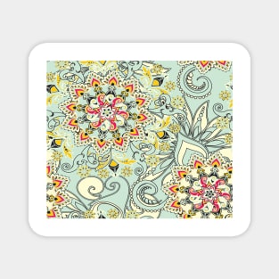 Robin's egg blue floral mandala Magnet