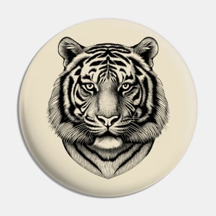 Black and White Tiger Face Pin