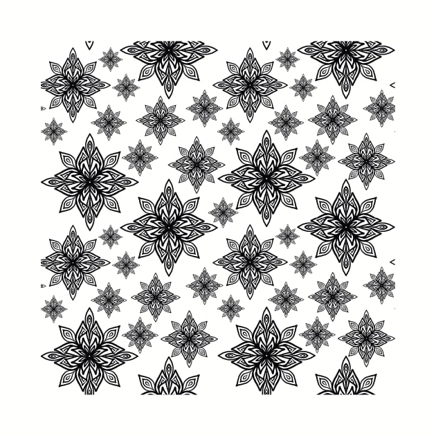 Black and White Flower Star Pattern by missdebi27