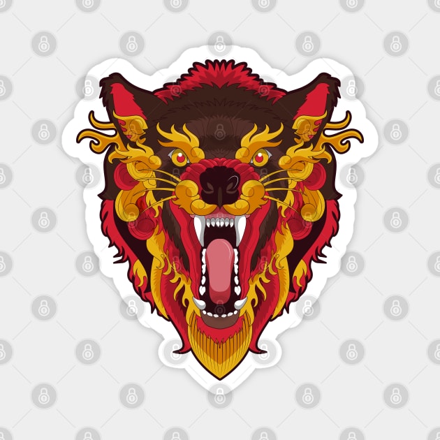 Angry Ethic Wolf Magnet by Mako Design 