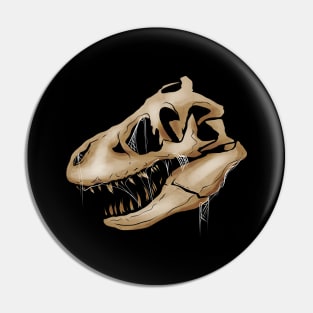 T-Rex Tyrannosaurus Rex Skull With Spider Web On Halloween Pin