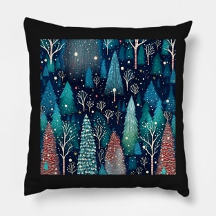 Christmas night in the forest Pillow