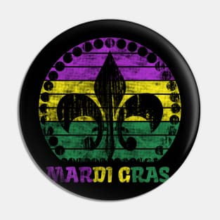 Mardi Gras Fleur De Lis Retro Sunset Pin