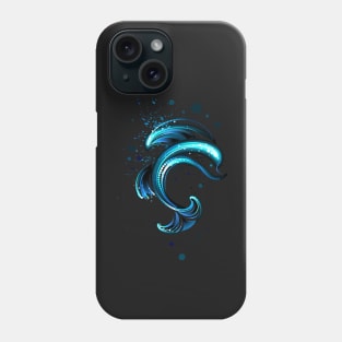 Glowing dolphin on black background Phone Case