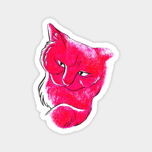 Neon Pink Cat Magnet by AlexandraBowmanArt