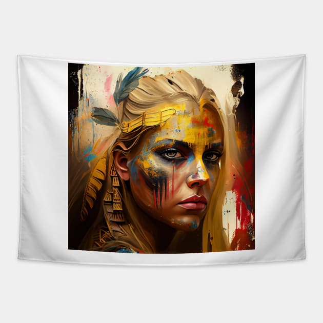 Powerful Warrior Woman #2 Tapestry by Chromatic Fusion Studio