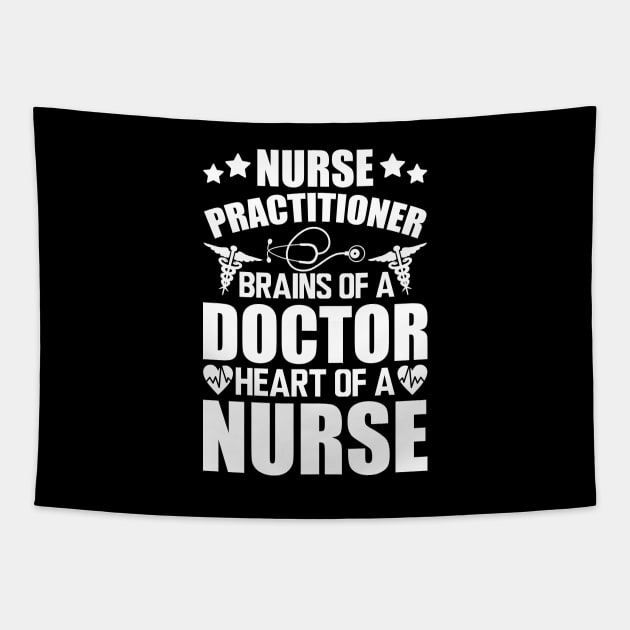 Nurse Practitioner Brains of a doctor heart of a nurse Tapestry by KC Happy Shop