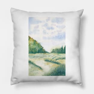 Watercolor Green Fields Pillow