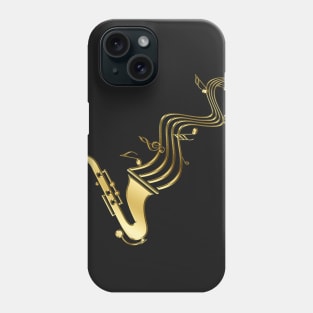 Gold Saxophone Blowing Notes Phone Case