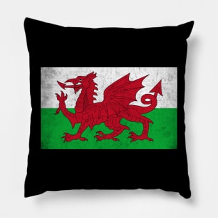 Wales / Cymru Vintage Faded Flag Design Pillow