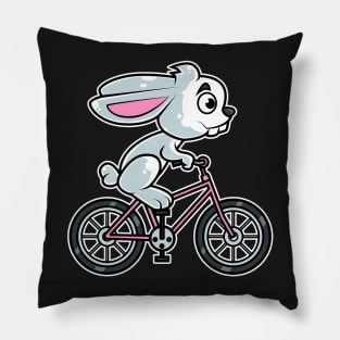 Rabbit Bicycle Cyclist Bunny Cycling print Pillow