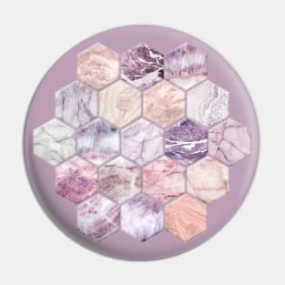 Rose Quartz and Amethyst Stone and Marble Hexagon Tiles Pin