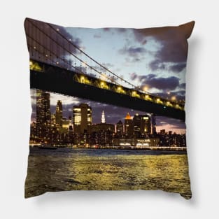 Manhattan Bridge Dumbo Night Skyline Brooklyn NYC Pillow