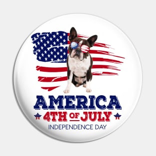 Boston Terrier Flag USA - America 4th Of July Independence Day Pin