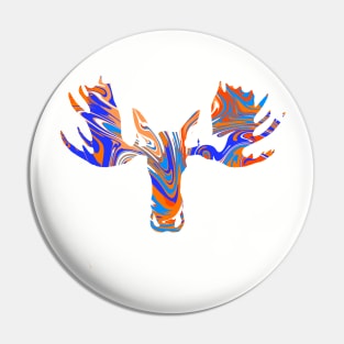 Orange and Blue tie dye moose Pin