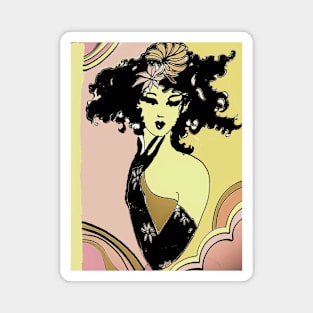 ART DECO OP ART DOLLY GIRL  RETRO POSTER PRINT Magnet