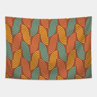 Colorful 70's Vibes (brown background) Tapestry