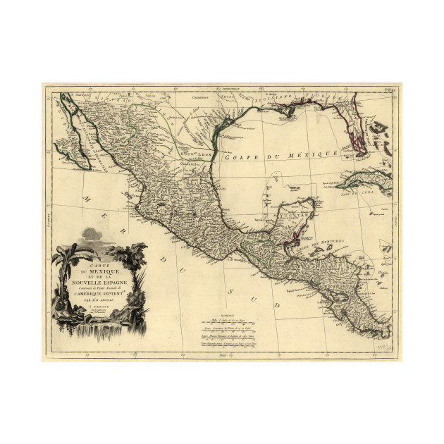 vintage map of mexico 1779 mexico map t shirt teepublic