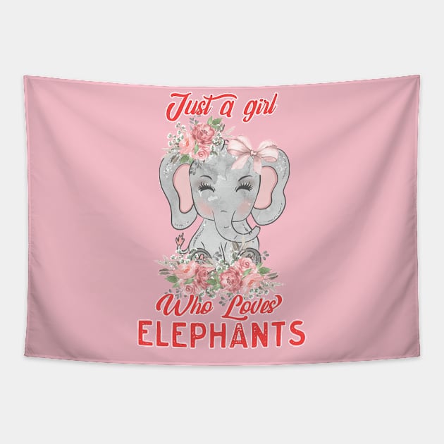 Just A Girl Who Loves Elephants, Cute Elephant Boho Design T-Shirt Tapestry by g14u