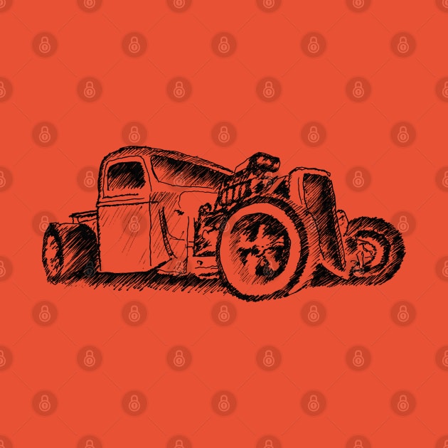 Ford Model A Hot Rod - Sketch by mal_photography