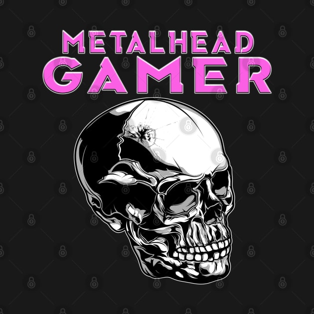 Metalhead Gamer Full Skull Pink by Shawnsonart