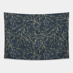 Little golden branches with small leaves pattern Tapestry