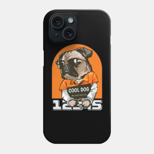 Black Orange Illustrated Cool Dog Phone Case by ACH PAINT