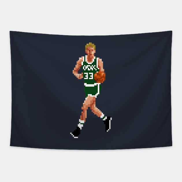 Larry Bird Pixel Dribble Tapestry by qiangdade