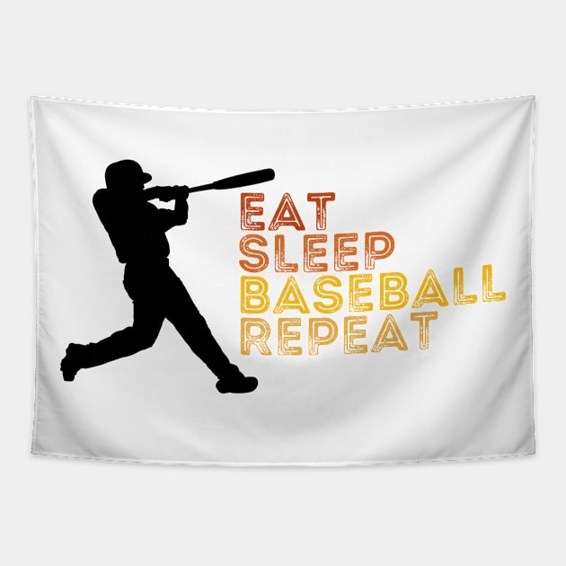 Eat Sleep Baseball Repeat Tapestry by CoubaCarla