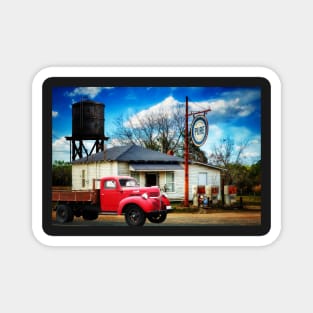 Vintage Gas Station And Truck Magnet