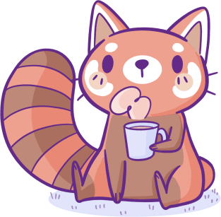 Red Panda Drinking Coffee Magnet