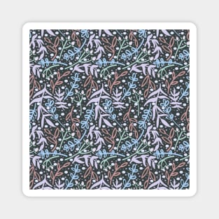 Botanicals and Dots - Hand Drawn Design - Pastel Blue, Mint, Purple, Red, and Dark Grey Magnet