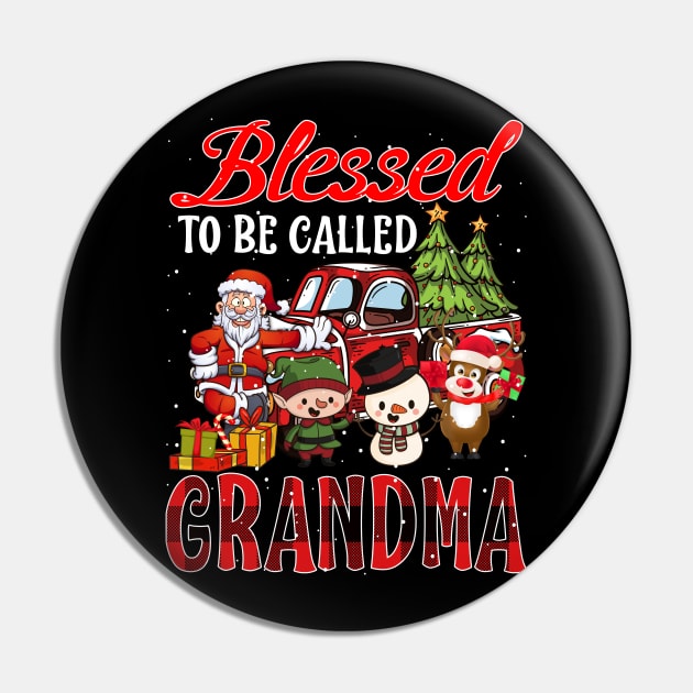 Blessed To Be Called Grandma Christmas Buffalo Plaid Truck Pin by intelus