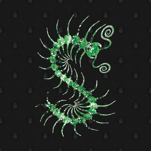 White on Green Ornate Centipede by IgorAndMore