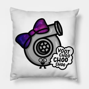 What Does The Cutest Turbo Say - Dark Purple/Pink Galaxy Bow Pillow