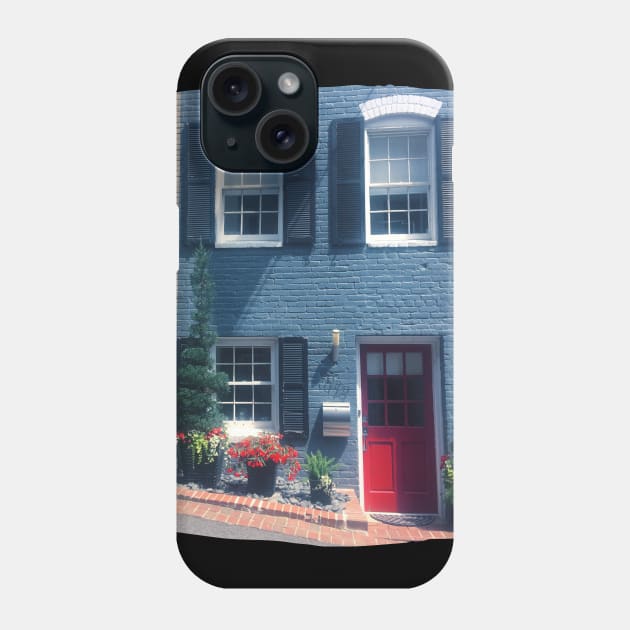 Georgetown building blue walls red door Photo Washington DC USA city dc statehood Phone Case by BoogieCreates