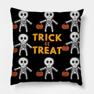funny skeleton trick or treat Pillow