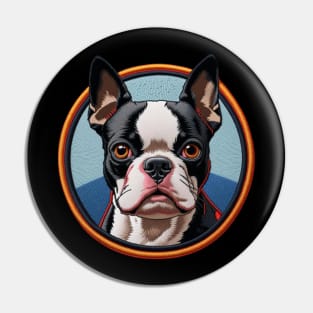 Boston Terrier Embroidered Patch Pin