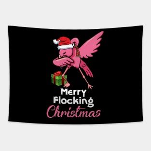 Funny Flamingo Dabbing Merry Flocking Christmas Gift Tapestry