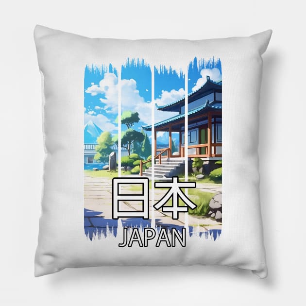 Japanese Temple Landscape – Anime Shirt Pillow by KAIGAME Art