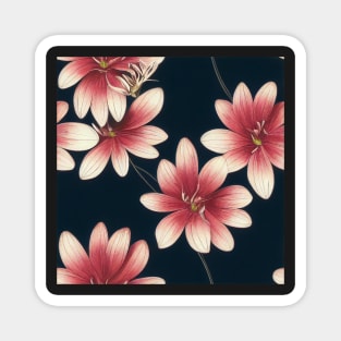 Floral Seamless Tile Design - Pink Flowers Magnet