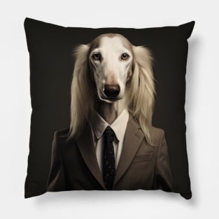 Saluki Dog in Suit Pillow