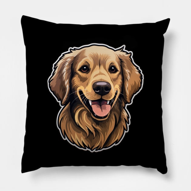 Cute Golden Retriever Dogs - Funny Golden Retriever Dog Pillow by fromherotozero