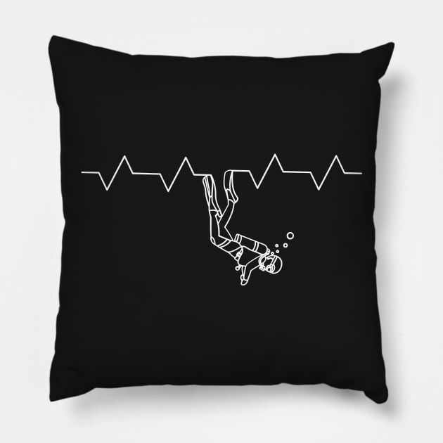 Scuba Diving Heartbeat Pillow by MeatMan