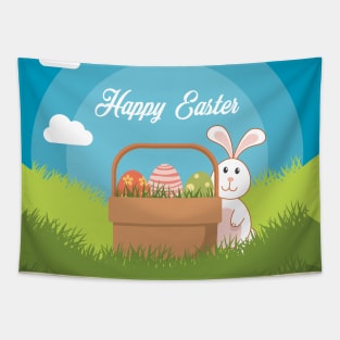 Easter Bunny With Basket Tapestry