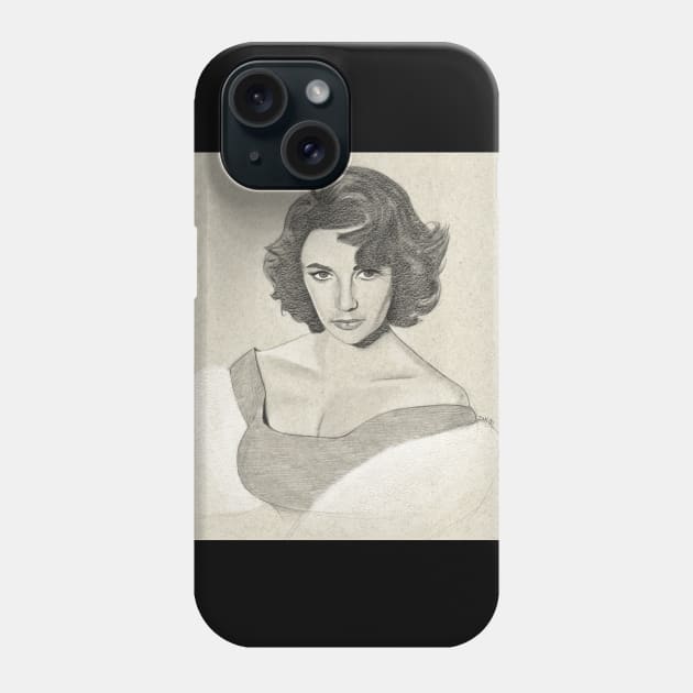 Elizabeth Taylor Portrait Drawing Phone Case by ianoz